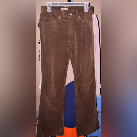 Corduroy Stylish Brown Straight Leg Trousers for Women by I.E. Relaxed - Picture 3 of 7